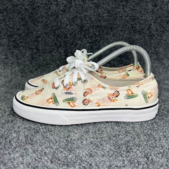 Vans‎ Sneakers Women's 7 Cream Aloha Hula Girls Low Lace Up Athletic Skate Shoes - Picture 5 of 13